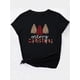 thumbnail image 3 of Women Crewneck Print Short Sleeve T-Shirts Summer Tees Loose Fit Graphic TopsChristmas Tree & Slogan Print Comfy T-Shirt, Round Neck Short Sleeve Sports Tee, Women's Activewear, Plaid, Black, Best, 3 of 7