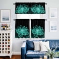 thumbnail image 2 of Teal Flower Kitchen Curtains Valances and Tiers Set of 3 Transparent Flowers Tier Curtains and Valance with Rod Pocket for Small Windows, 27.5"x24", 2 of 9