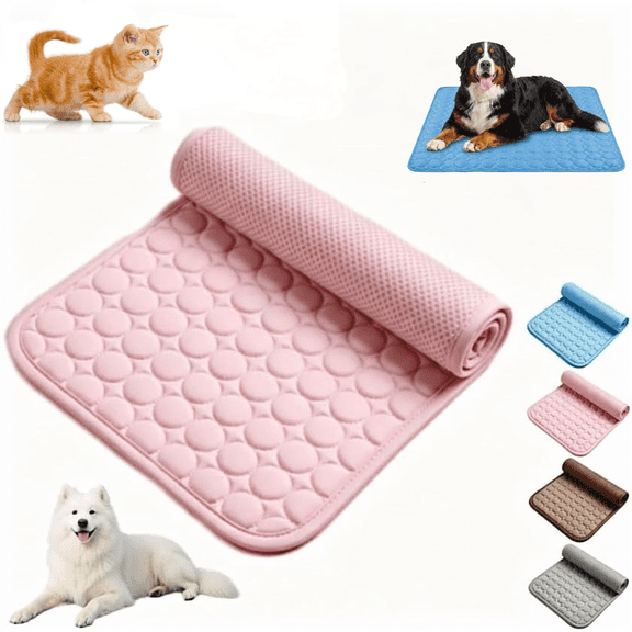 Dog Cooling Mat | Ice-Silk Continuous Cooling Dog Cooling Mat (Pink,XS-40X30CM)