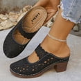 thumbnail image 6 of Dakaela Clogs for Women Closed Toe Chunky Heels Mules Cutout Hollow Slip on Slides Loafer Shoes Arch Support Summer Heeled Sandals Black 6.5, 6 of 9