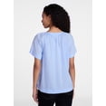 thumbnail image 4 of Time and Tru Women's Cotton Button Up Blouse with Short Sleeves, Sizes XS-XXXL, 4 of 6