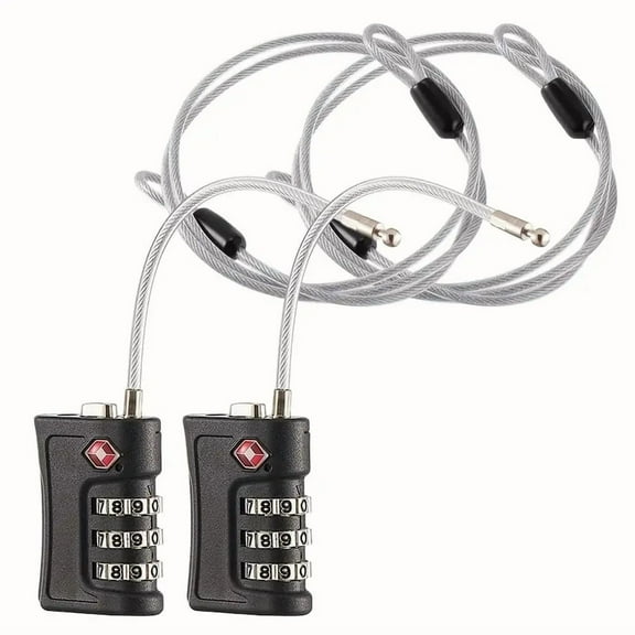 Suitcase Locks TSA Approved, 3 Digit Combination Padlock, TSA Locks for Luggage, Combo Padlock with Code, for Backpack, Gym Locker, Guitar Gun Case, Bag Zipper, Ammo Can, Tool Box (Black)