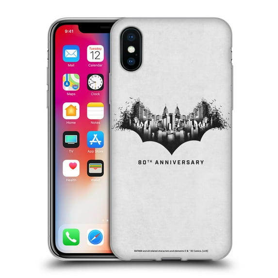 Head Case Designs Officially Licensed Batman DC Comics 80th Anniversary Logo Gotham Soft Gel Case Compatible with Apple iPhone X / iPhone XS