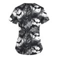thumbnail image 3 of Camisa de uniforme médico de manga corta con cuello en V y temática de Halloween para mujer con estampado de calabaza, 3 of 3