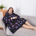 thumbnail image 5 of Oversized Wearable Blanket Hoodie,Purple Halloween Ghost Pumpkin Skull Pattern Sherpa Blanket Hoodie with Super Pockets,Super Warm Fuzzy Pullover for Women & Men, 5 of 6