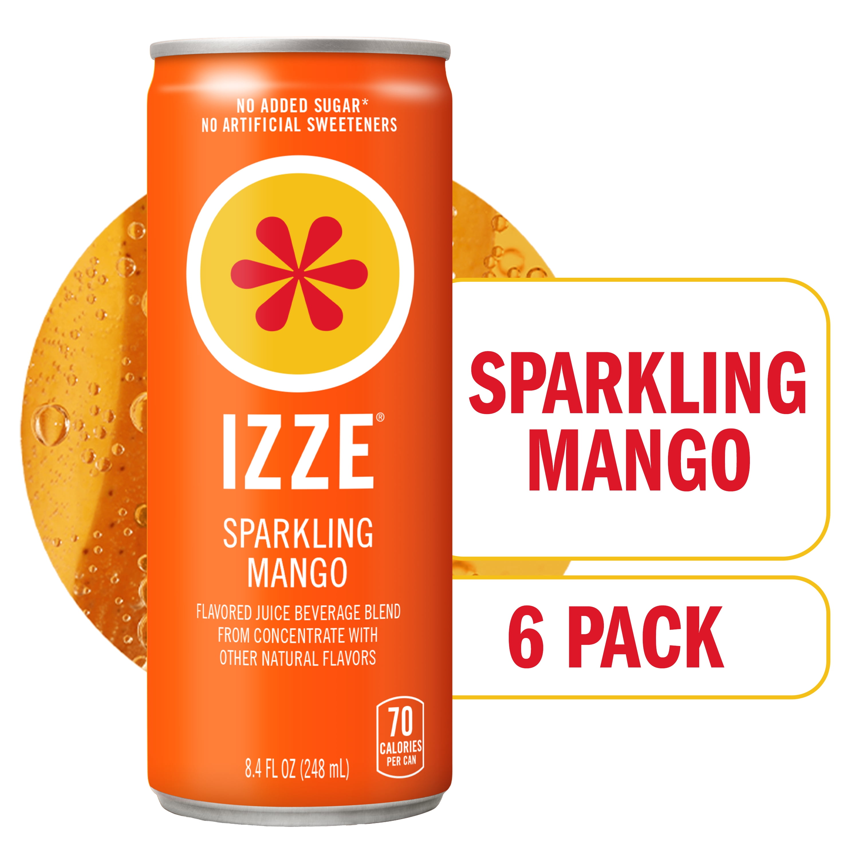 IZZE Sparkling Juice Beverage Blend, Mango, No Sugar Added