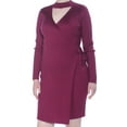thumbnail image 3 of SAY WHAT? $59 Womens New 1131 Purple Cut Out  Faux Wrap Dress 3X Plus B+B, 3 of 4