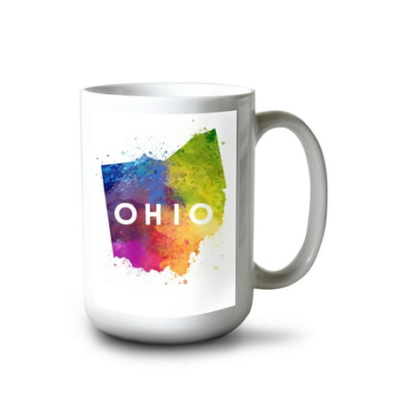 

15 fl oz Ceramic Mug Ohio State Abstract Watercolor Contour Dishwasher & Microwave Safe
