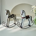 thumbnail image 7 of Handmade Vintage Old Collectible Statue Wooden Rocking Horse Figurines Decorative Ornaments Craft Sculpture for Office & Home Room Desktop Christmas Birthday New Year Gift, 7 of 7