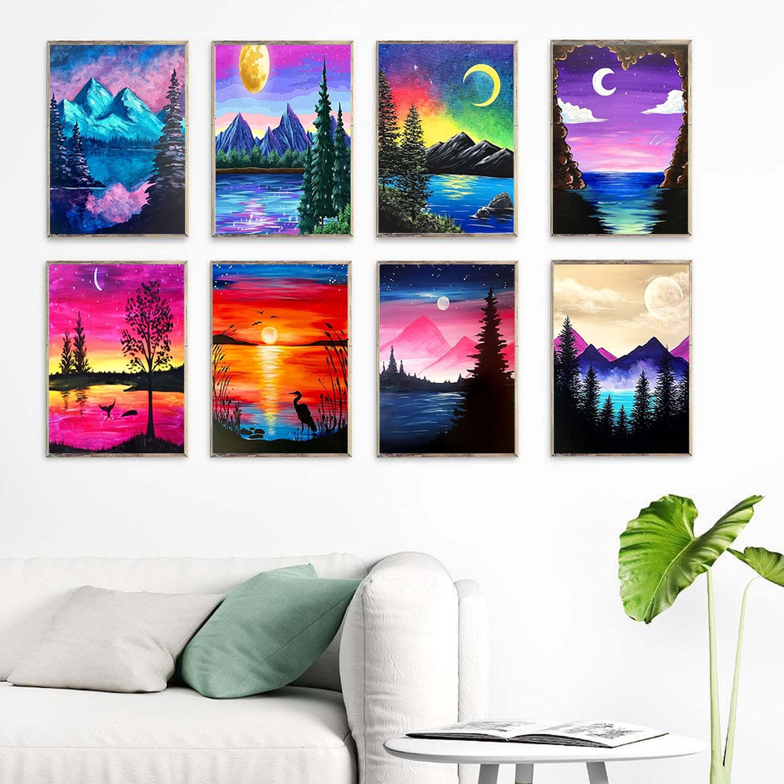 YALKIN 12 Pack 5D Mountain Diamond Art Painting Kits for Unisex Adults Beginners with Full Accessories