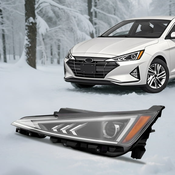 Driver Side Headlight Compatible with 2019 2020?Hyundai-Elantra Black Housing Clear Lens Left Headlamp Direct Replacement OE 92101-F3500, 92101F3500