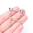 thumbnail image 3 of A Pair of Golden Butterfly Sparkle Dangle Sparkle Nipple Barbell, 3 of 4