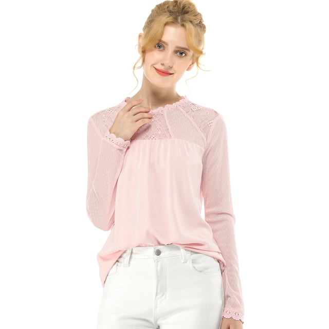 CamiDe GaCon Cuello Redondo Y BluCampesiDe ManLarCon Panel Floral De Encaje PaMujer RoS