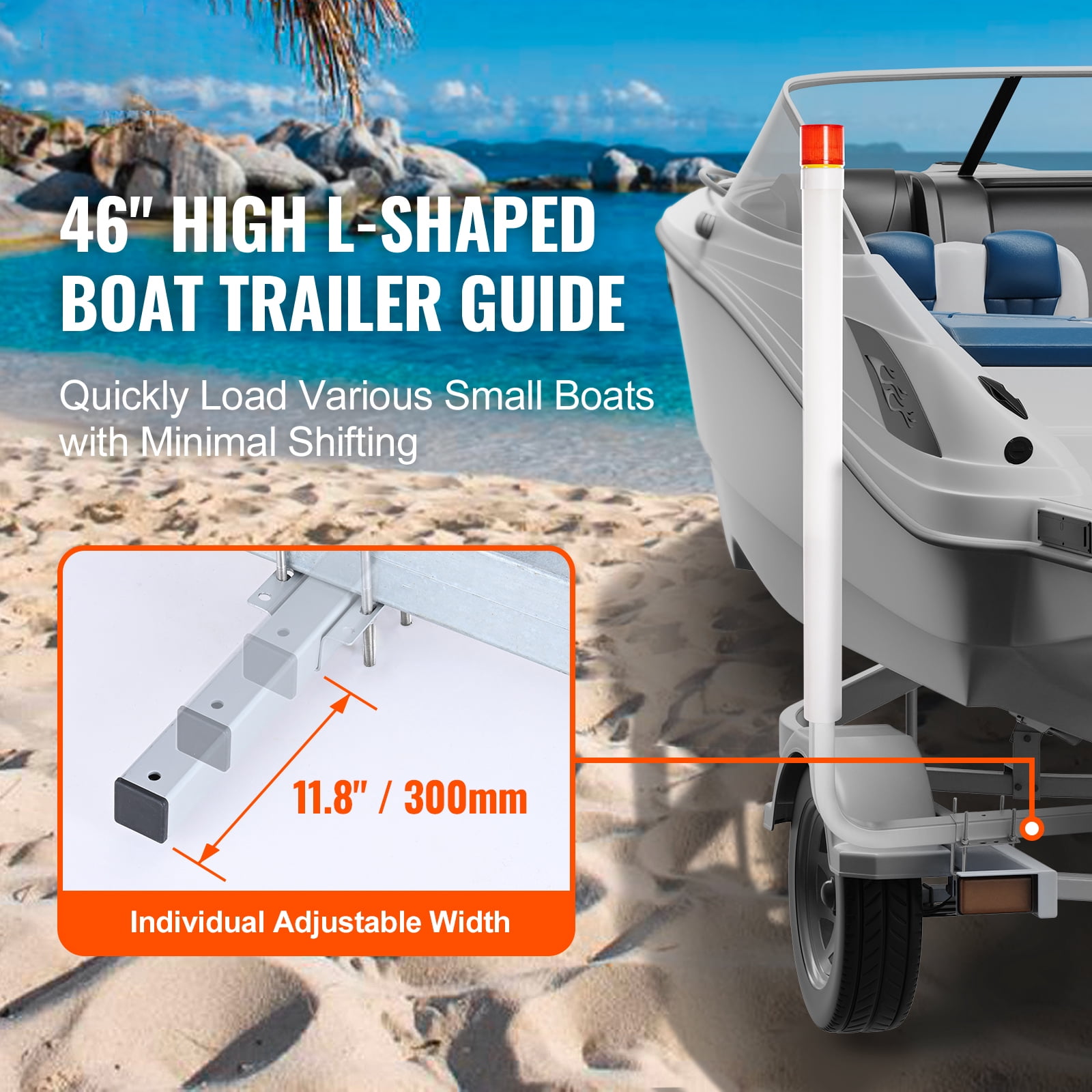 KFFKFF Marine Trailer Guide Set, 46” LED Illuminated Guide Poles, Pair of Galvanized Steel, Corrosion-Resistant, with PVC Covering, Suitable for Ski, Fishing, and Sailboat Trailers 2024