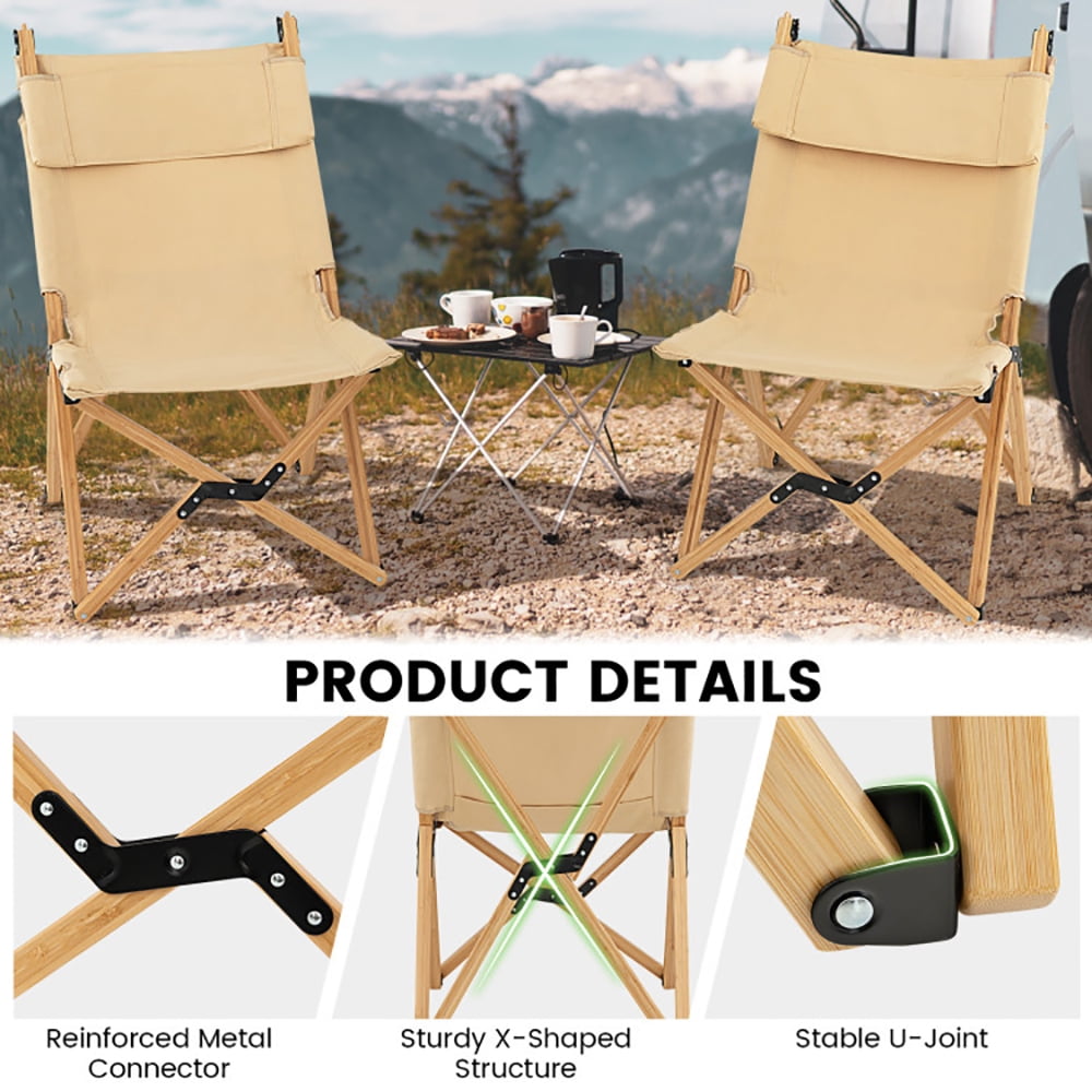Aimee Lii Bamboo Folding Camping Chair with 2-Level Adjustable Backrest, Portable Chairs for Adults, Comfy Outdoor Chair, Natural Aimee Lii Bamboo Folding Camping Chair with 2-Level Adjustable Backrest, Portable Chairs for Adults, Comfy Outdoor Chair, Natural