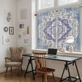 thumbnail image 5 of Blue Purple Boho Kitchen Curtains 54 Inch Length, Vintage Abstract Floral Ethnic Tribe Tiers Curtains for Bathroom Bedroom Cafe, Light Filtering Small Window Treatment Short Drapes 2 Panels 42"Wx54"L, 5 of 8