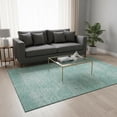 thumbnail image 2 of HomeRoots 667146 5 x 8 ft. Turquoise & Ivory Abstract Washable Machine Made Rectangle Area Rug with UV Protection, 2 of 9