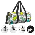 thumbnail image 5 of Xecao Funny Dinosaurs on Stripes print Round Travel Duffel Bag is a foldable gym bag with an inner pocket, perfect for travel sports, 5 of 8