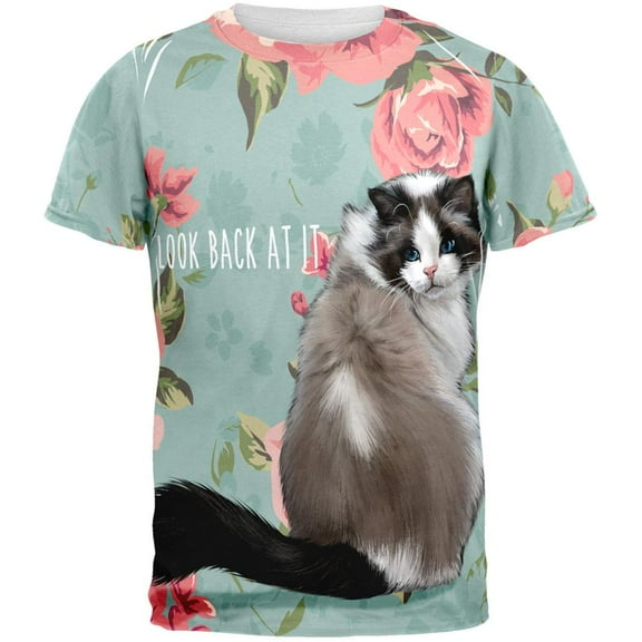 Look Back Cat All Over Adult T-Shirt - Medium