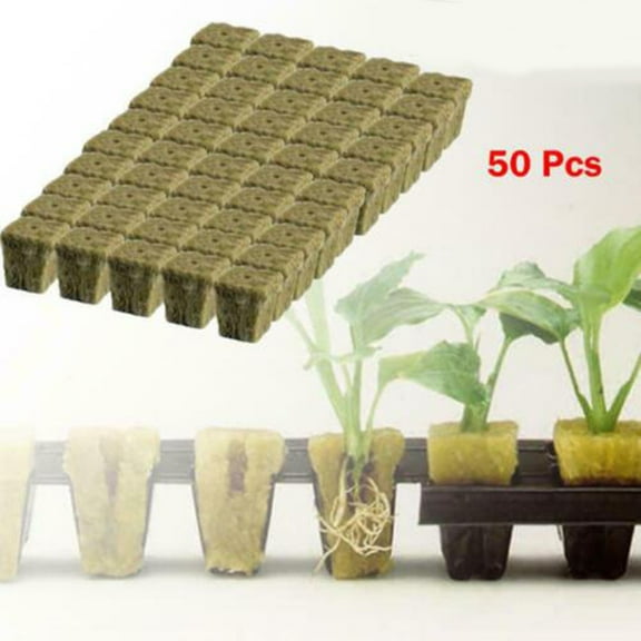 50/100 Pcs Rock Wool Grow Media Cubes For Propagation And Cloning Of Plants With High Porosity And Lightweight Texture