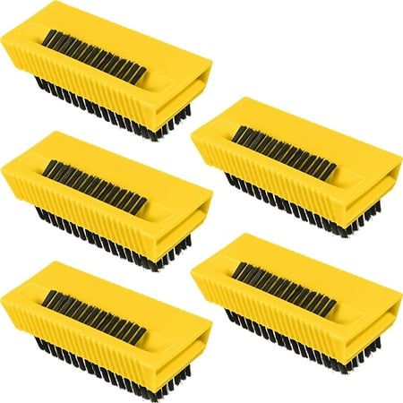 

5 Pieces Hand Scrub Brushes for Cleaning Fingernail Nail Brush Stiff for Men Non Disposable Scrub Brush Heavy Duty Plastic Cleaning Brushes for Hands Nail Cleaning (Yellow and Black)