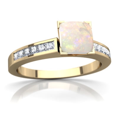 Opal Channel Set Ring in 14K Yellow Gold by