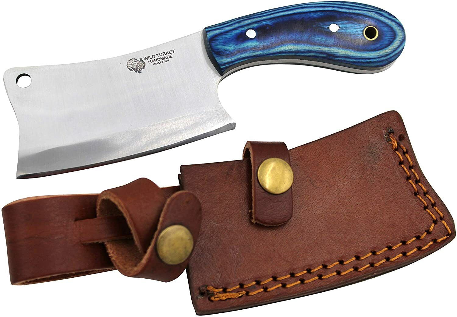 Wild Turkey Handmade Collection 7" Fixed Blade Chef Cleaver Hatchet w. Sheath