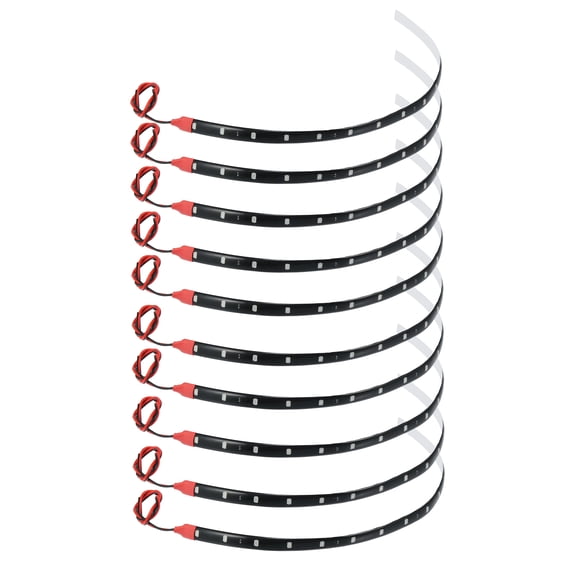 10 Pcs Universal LED Strip Light 12V Flexible Waterproof Underglow Lights for Vehicles Motorcycles Red Light