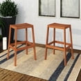 thumbnail image 1 of CorLiving Miramar Solid Wood Backless Bar Height Outdoor Bar Stools, Brown (Set of 2), 1 of 8