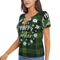 thumbnail image 2 of Wukai Happy Easter Casual V-Neck Graphic Tees for Women: Lightweight and Breathable Summer Tops with Stylish Design-Small, 2 of 8