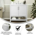 thumbnail image 4 of Merrick Lane 36 Inch Bathroom Vanity with Ceramic Sink, Carrara Marble Finish Countertop, Storage Cabinet with Soft Close Doors and Open Shelf in White, 4 of 12