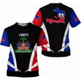 thumbnail image 4 of 3D Printed Haitian Flag Pattern T-shirt For Men Haiti National Emblem Short Sleeves T Shirts New In Men's Crew Neck Tee Shirt, 4 of 4
