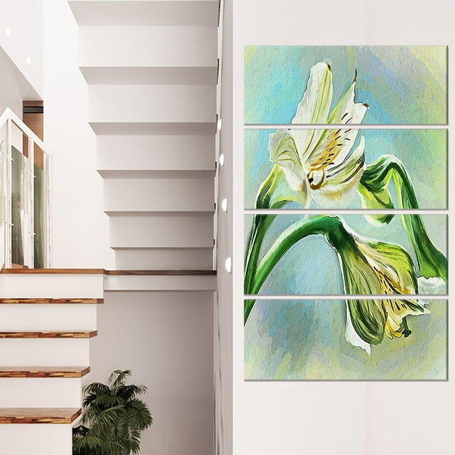 Esquisse de Fleurs de Lys Blanc Aquarelle - Impression sur Toile Florale