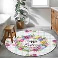 thumbnail image 4 of Happy Easter Round Area Rugs Collection 4', Watercolor Floral Daisy Wreath Eggs Colorful Plaid Non Slip Indoor Circular Throw Runner Rug Floor Mat Carpet for Living Room Dining Table Bedroom Nursery, 4 of 9