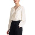 thumbnail image 4 of INSPIRE CHIC Women's V Neck Pleated Button Long Sleeve Casual Work Blouse Shirt, 4 of 5