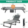 thumbnail image 4 of ABORON Folding Patio Chaise Lounge Chair - 5 Position Adjustable -28" Wide Foldable Camping Cot Bed with Cushion, Portable Beach Lounge Chair for Pool Lawn Deck Poolside Outdoor Sunbathing, 4 of 8