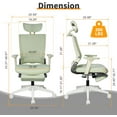 thumbnail image 2 of Foldable Ergonomic Office Chair, High Back Desk Chair with Footrest, Mesh Back Computer Chair with Fixed Headrest, 2D Armrest, Adjustable Lumbar Support, Soft Sponge Seat, Swivel Task Chair, Green, 2 of 7