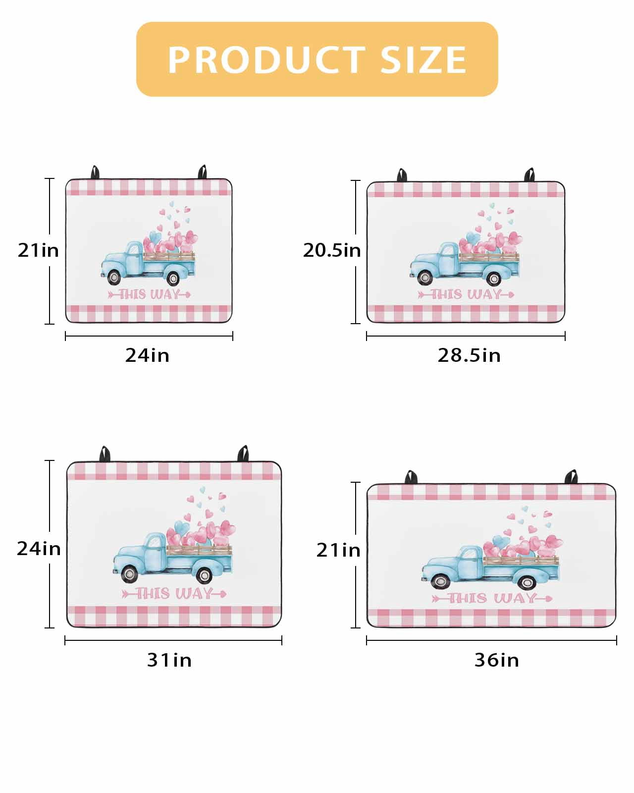 Large Induction Cooktop Protector Mat Valentine's Day Stove Top Covers for Electric Stove, Blue Truck Love Pink Plaid Romantic Decorative Stove Burner Cover Mats, Glass Top Stove Cover