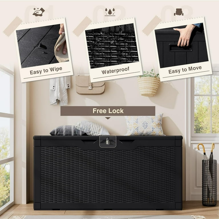 End Of Bed Storage Bench Wood YESHOMY 82-Gallon Resin Storage