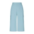 thumbnail image 6 of Hurxie Women's Sweatpants Capri Pants Cropped Jogger Running Pants Lounge Loose Fit Drawstring Waist with Side Pockets Sky Blue,L, 6 of 7