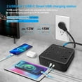 thumbnail image 2 of Surge Protector Power Strip 15 ft Cord, Long Power Strip with 4 Widely Outlets, Thin Extension Cord with 3 USB Ports(1 USB C Port), Slim Desk Charging Station, Black(2 Pack), 2 of 6