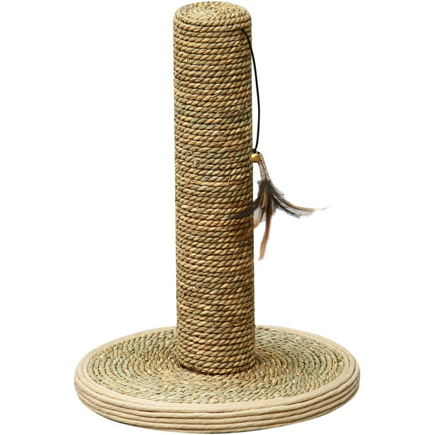 PetPals Seagrass Style Scratching Post with Teasing Feather Toy Size 10