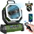 thumbnail image 1 of Ventilador de camping Odoland de 3000 mAh con linterna LED de 4 velocidades, color verde, 1 of 7
