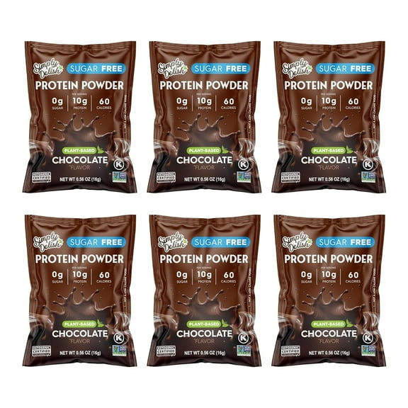 Simply Desserts Chocolate Protein Powder, Sugar-Free, 6-Pack – Plant-Based Protein Boost for Vegan Puddings, Baked Goods, Shakes & Snacks, Keto & Kosher, 0.49 Oz Ea