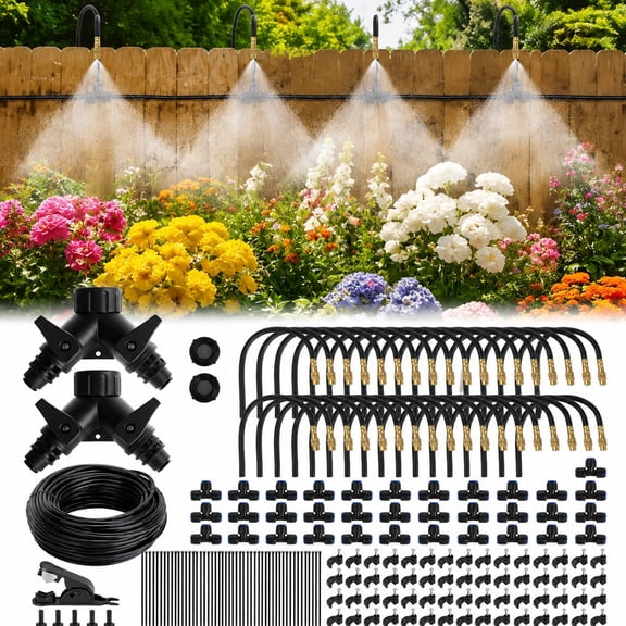 YILIFEIDA 200FT Drip Irrigation System Kit with Adjustable Nozzles and Quick Connect, Automatic Garden Watering System with 1/4" Tubing for Plants, Raised Beds, Lawn Irrigation