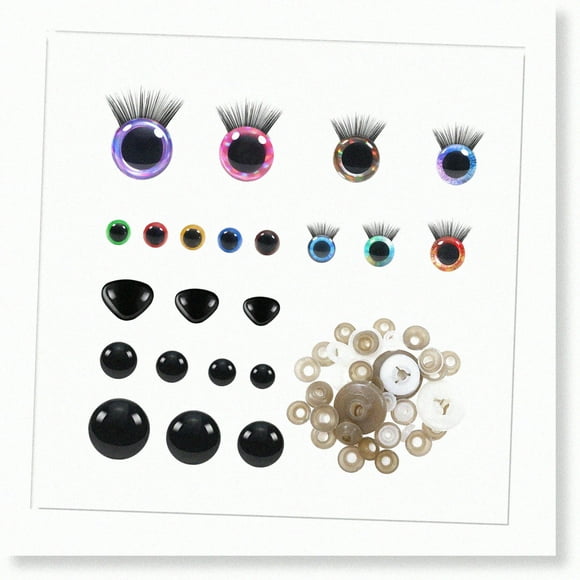 GlitterGlam Safety Nose Kit - 100pcs Colorful Plastic Crochet Eyes & Lashes for DIY Amigurumis, Puppets, Stuffed Animals