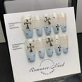 thumbnail image 6 of ADITYSHOP - Handmade Azure & Argent Cross Press-On Nails Small Blue Chrome Cross, Kit included, 6 of 11