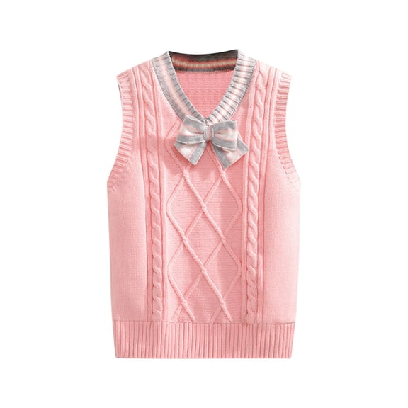 Mercatoo Girls and Toddler Knitted School 𝐔niform Kid Boy V Neck Sweater Vest Comfy Sleeveless 𝐏reppy Clothes Fall Winter Waistcoat