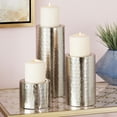thumbnail image 3 of CosmoLiving by Cosmopolitan 3 Candle Silver Metal Handmade Pillar Candle Holder, Set of 3, 3 of 11