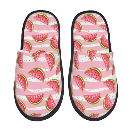 

Sikiie Sweet Watermelon Fuzzy Slip-on Slippers Warm Cozy Soft Lightweight Memory Foam Indoor House ShoesMedium